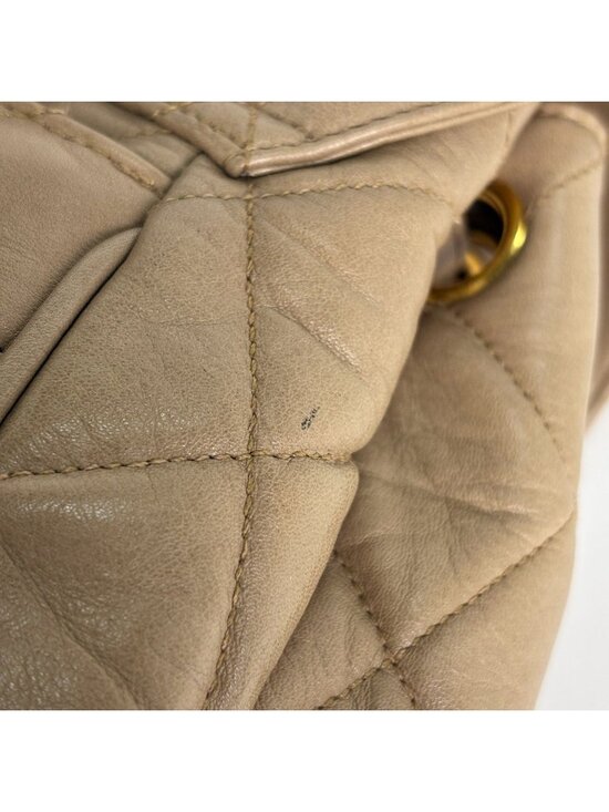 Chanel Backpack Quilted CC Logo Leather Beige main image 8